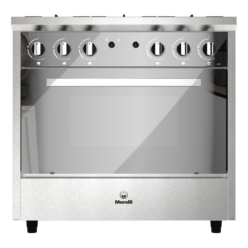 Cocina Morelli Zafira 900 Gas 5 Hornallas Con Visor Espejado Color Plateado