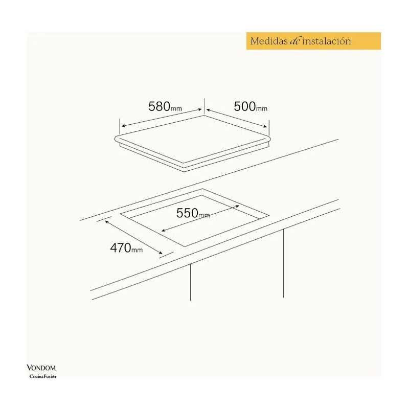 Combo Vondom Horno Electrico Air Fry Y Anafe A Gas 60cm Gris