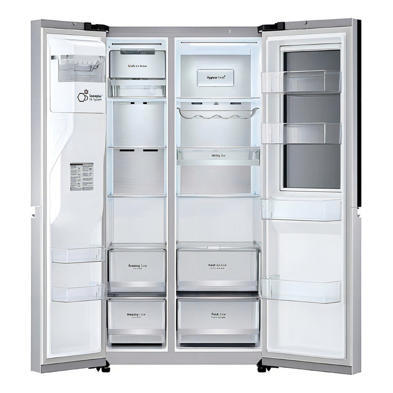 Heladera Side-by-side LG Instaview Thinq Ls66 Inverter 570lts Total No Frost, Color Plateado - Excelente (Reacondicionado)