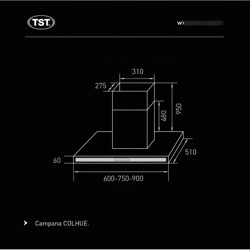 Tst Campana Colhue Co-30090-740 Extractor Purificador 510 Mm 600 Mm 60 Mm Plateado De Pared