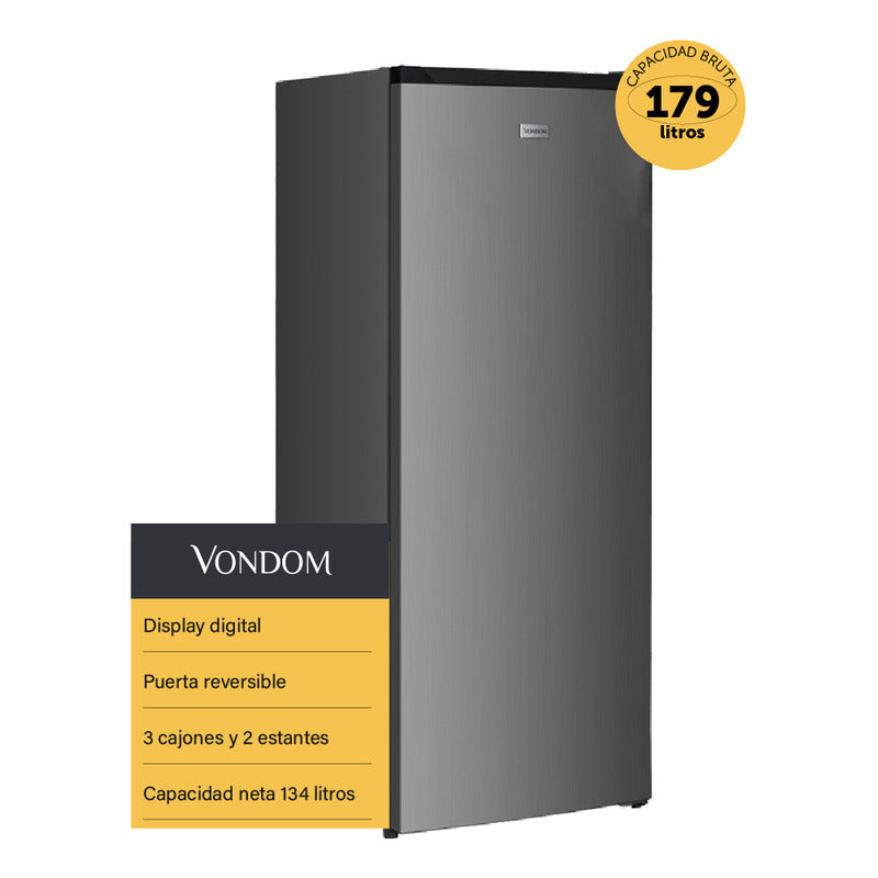 Freezer Vondom Vertical No Frost Digital Acero Inoxidable 179 L