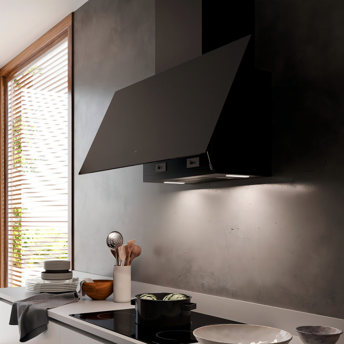 Campana Extractor Cocina Tst Azara 90 Cm Cristal 340-90 Color Negra