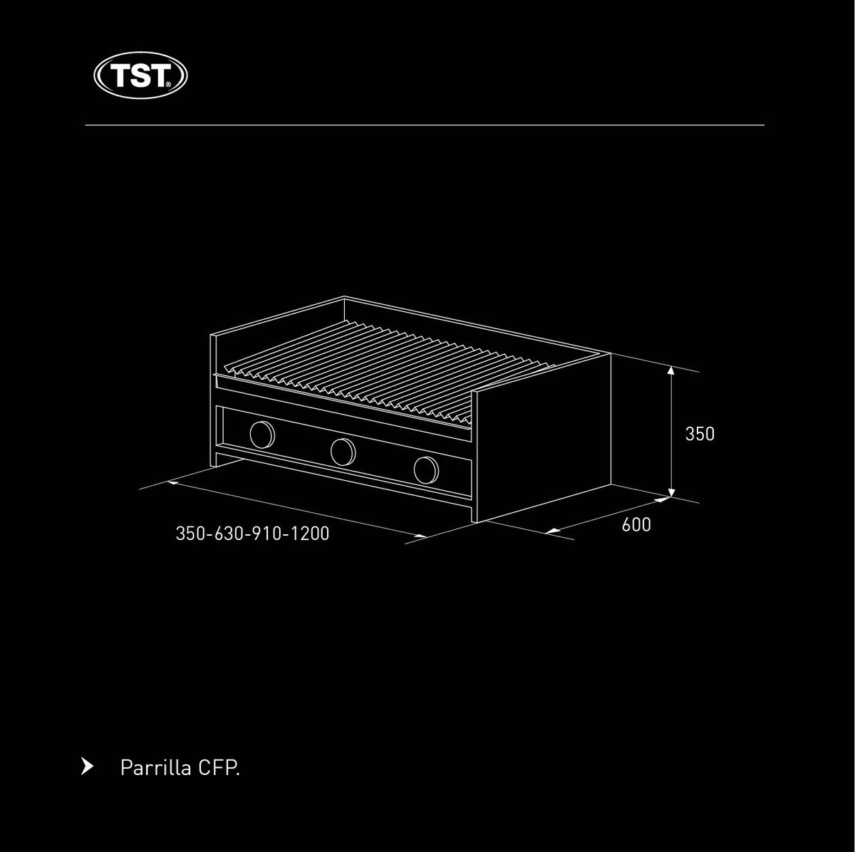Parrilla A Gas TST 120cm Acero Inoxidable 460-120