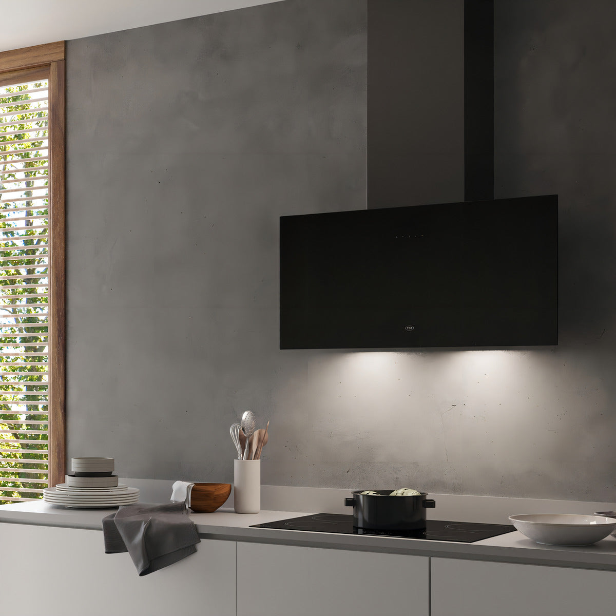 Campana Extractor Cocina Tst Azara 90 Cm Cristal 340-90 Color Negra