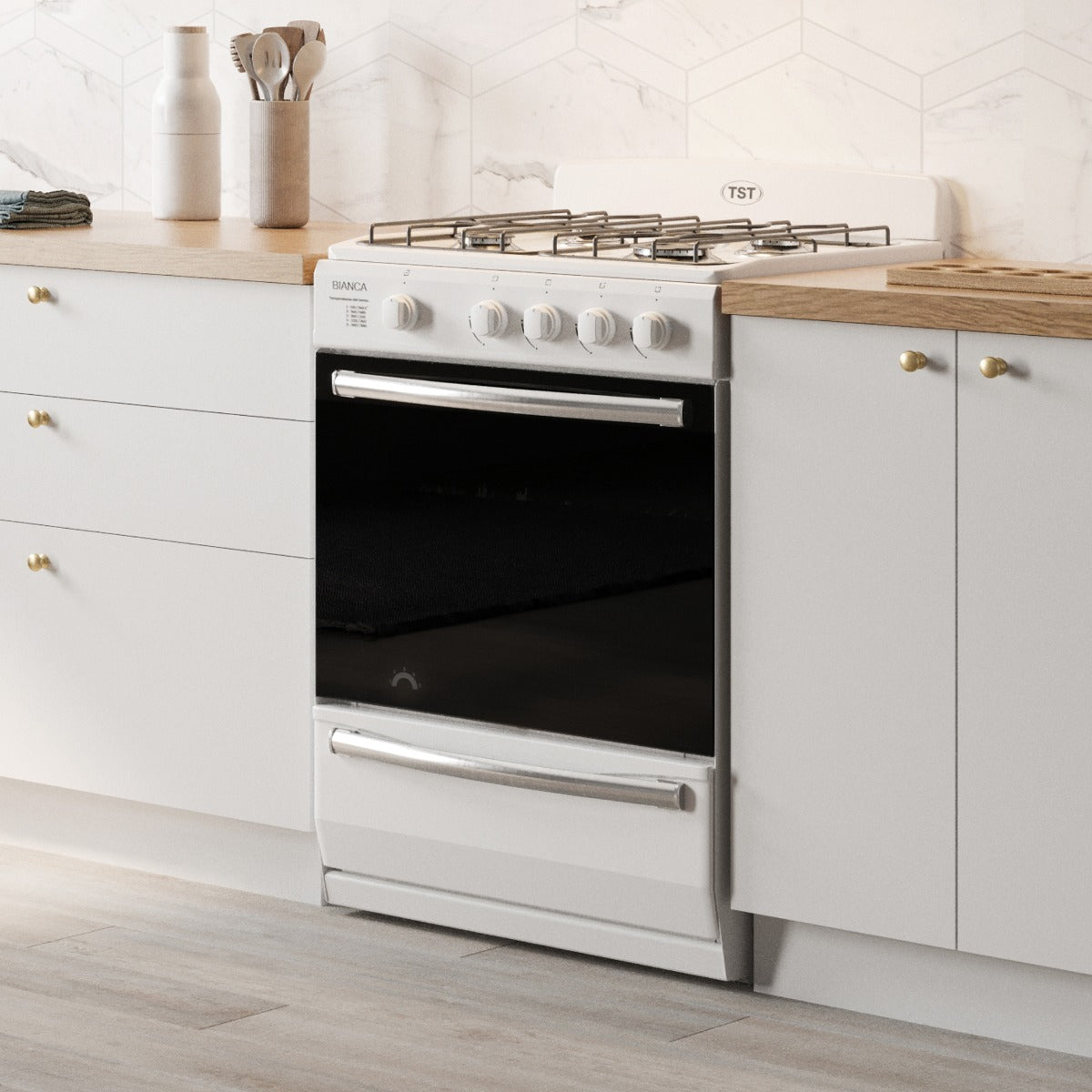 Cocina A Gas Tst Bianca 91 Lts Multigas Vitrocerámico Color Blanco 37-58