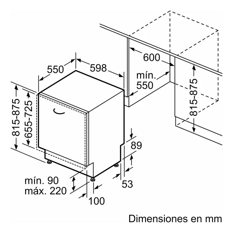 Lavavajillas Integrable Bosch Smv4ecx28e 60 Cm 14 Cubiertos Blanco