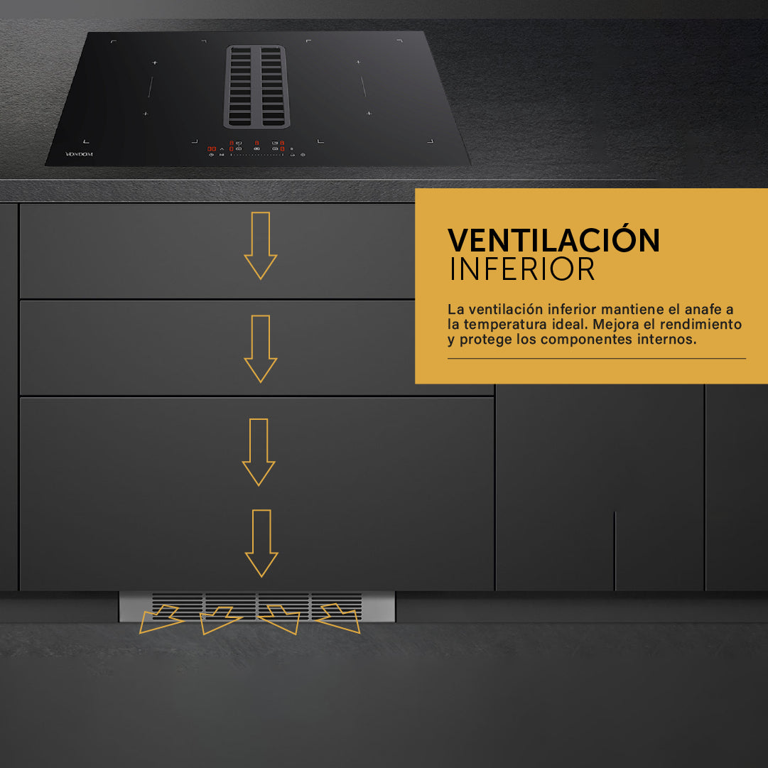 Anafe A Inducción Empotrable Vondom Con Extractor Integrado 80 Cm ANA80D