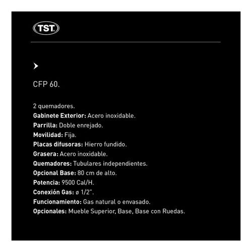 Parrilla Tst A Gas 60 Cm Acero Inox 460-60