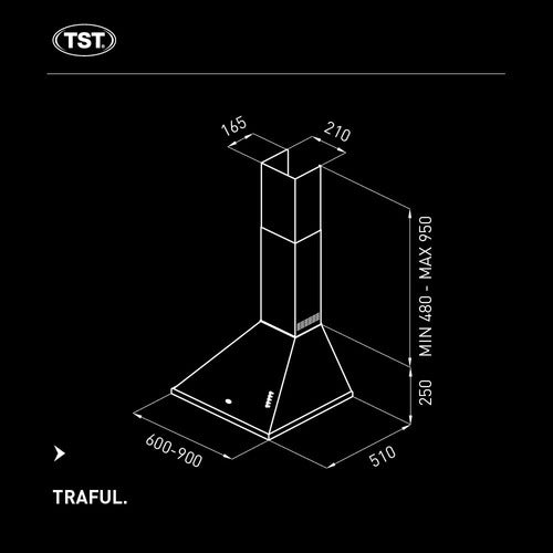 Campana De Cocina Tst De Pared Traful 60 Cm Blanca 322-60