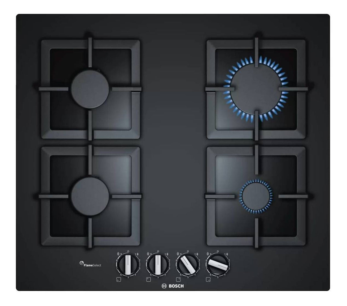 Anafe a gas Bosch PPP6A6B20 color negro 4 hornallas