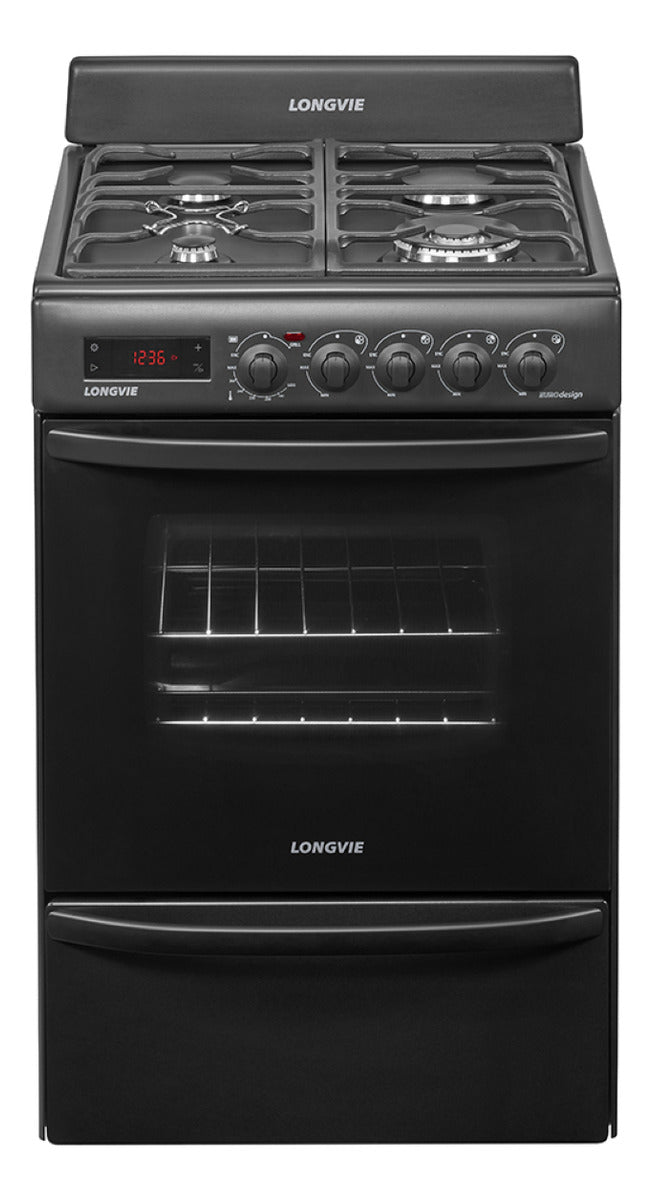 Cocina A Gas Longvie 21601gt 60cm Grafito Grill Eléctrico Grafito