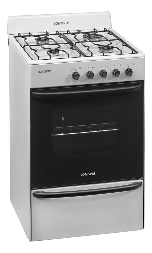 Cocina A Gas Longvie 12231b 56cm Cajón Parrilla Color Blanco