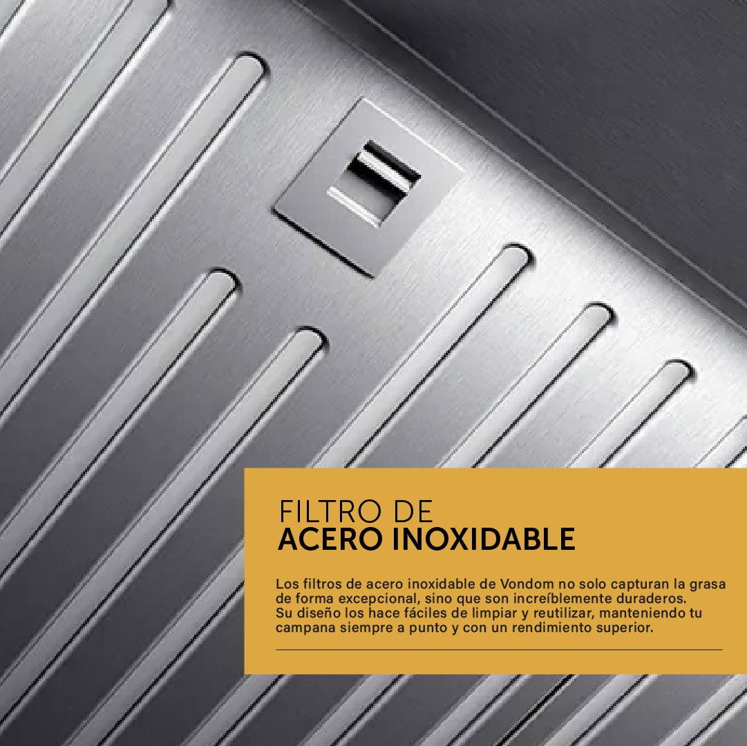 Campana De Pared Vondom - Acero Inox Con Frente Negro 90 Cm VC90AM