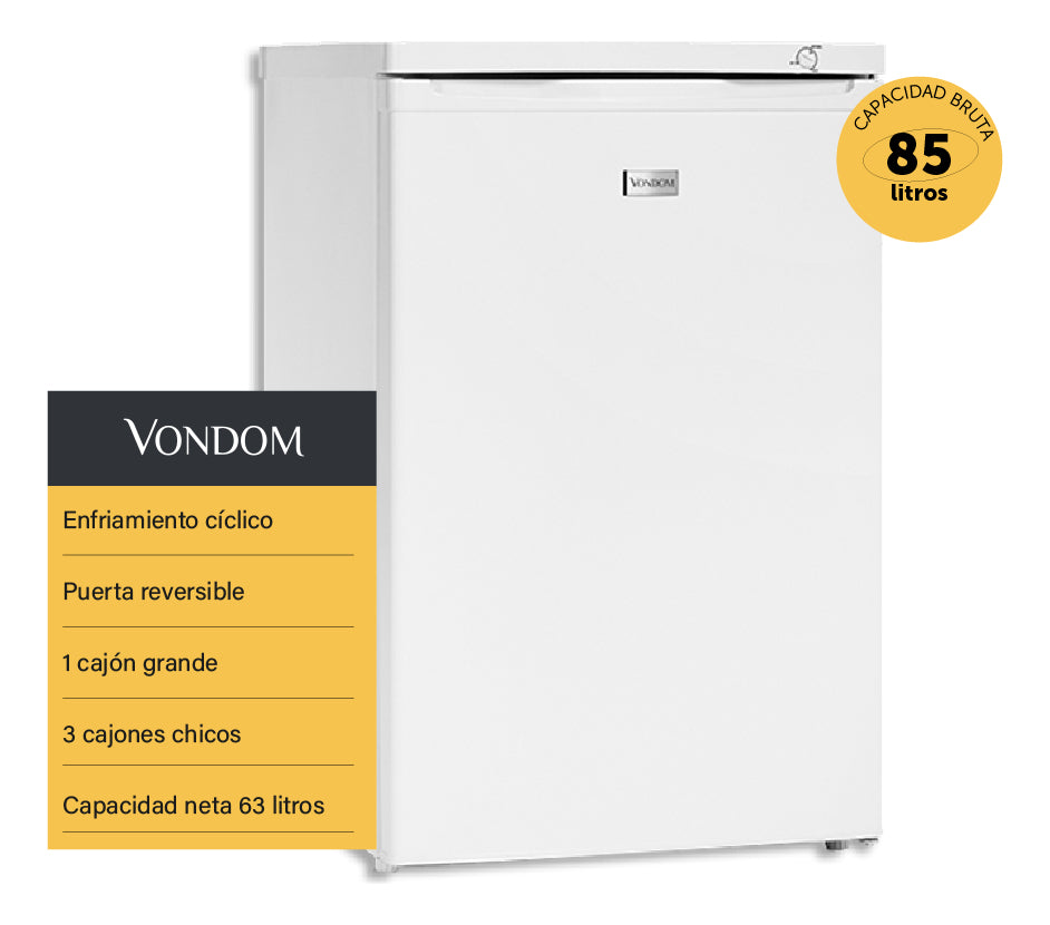 Freezer Bajo Mesada Vondom Línea Blanca 85 Litros FR55BLANCO
