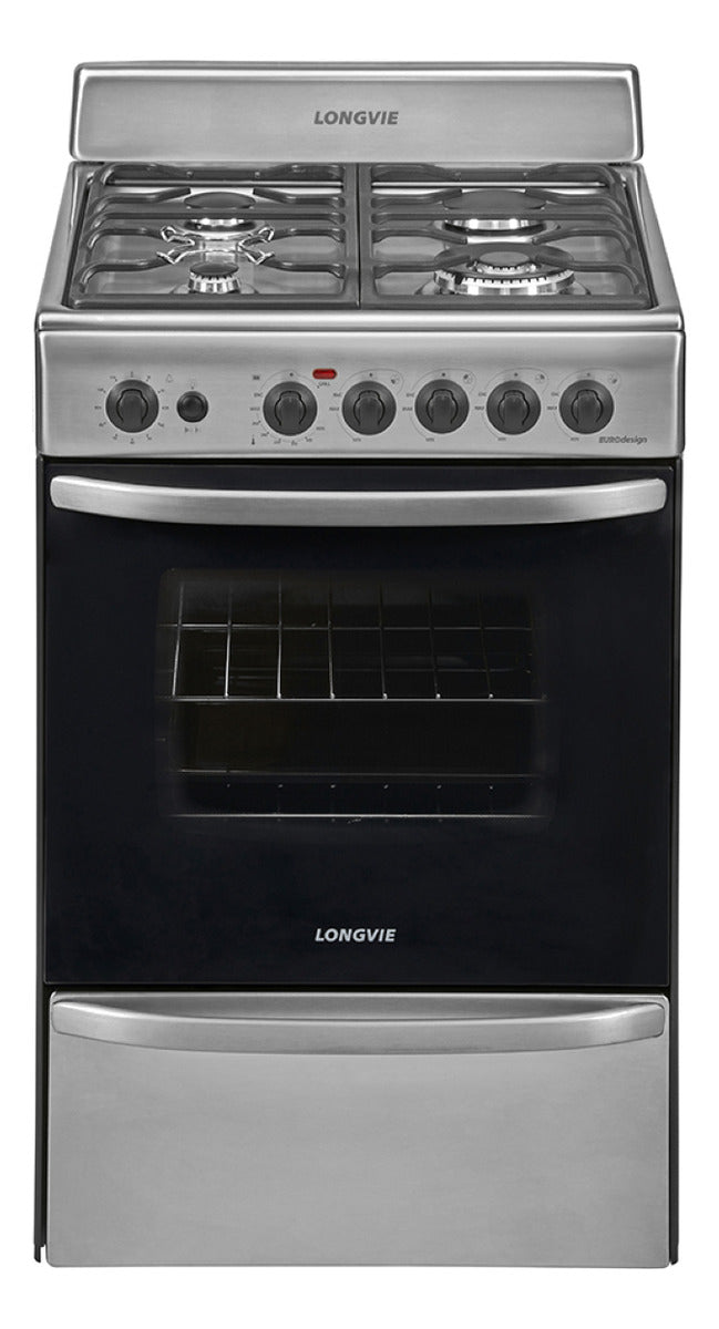 Cocina A Gas Longvie 19601x 60cm Encendido Una Mano Color Acero inoxidable