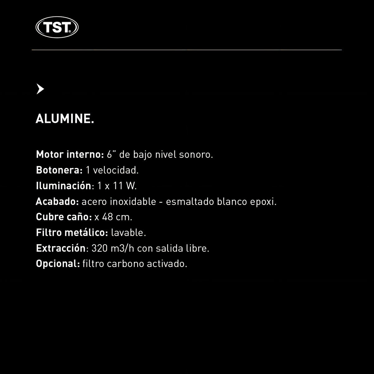 Campana Extractor Purificador Alumine 60 Cm Tst 600 Mm 510 Mm 730 Mm