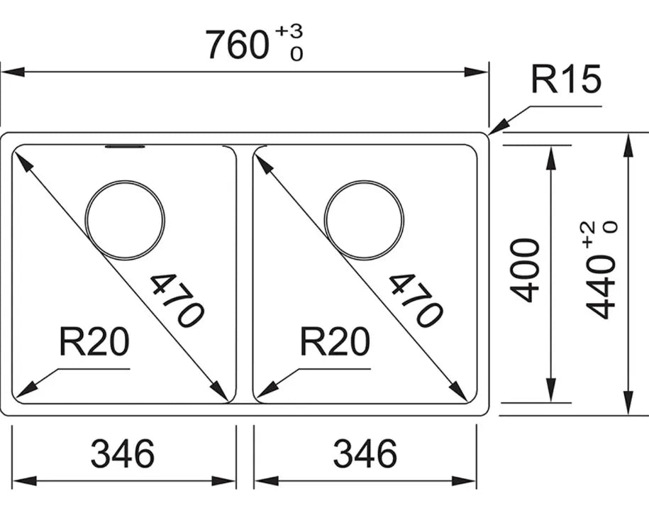 Pileta Cocina Bacha Doble Fragranite Franke Maris Mrg Negro Color Negro Mate