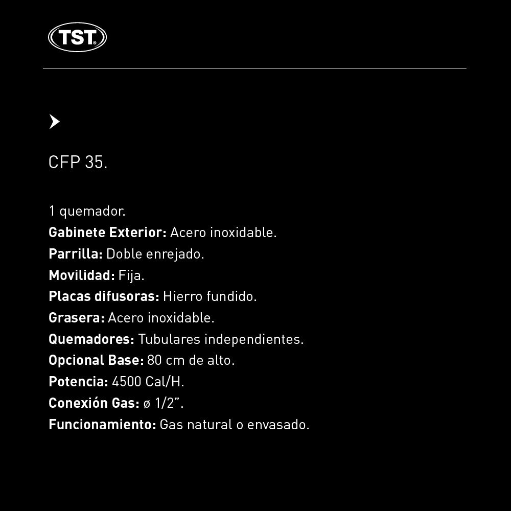 Parrilla A Gas Tst Cfp35 Acero Inoxidable 460-35