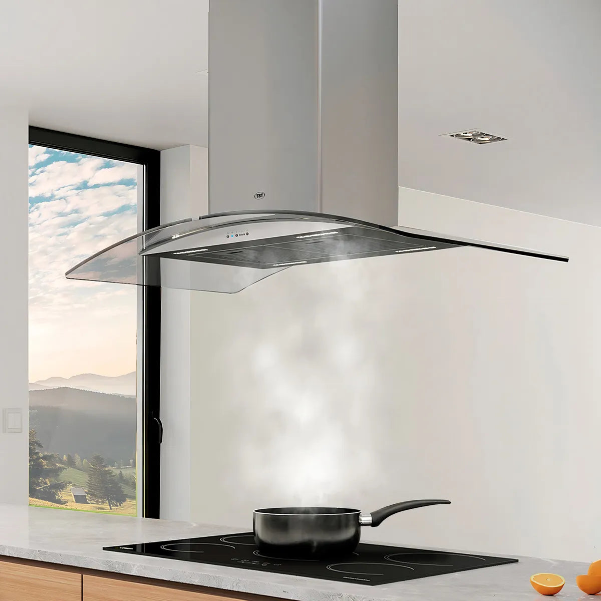 Extractor Purificador De Cocina Tst Lacar Ac. Inox. Isla 60cm X 90cm Plateado