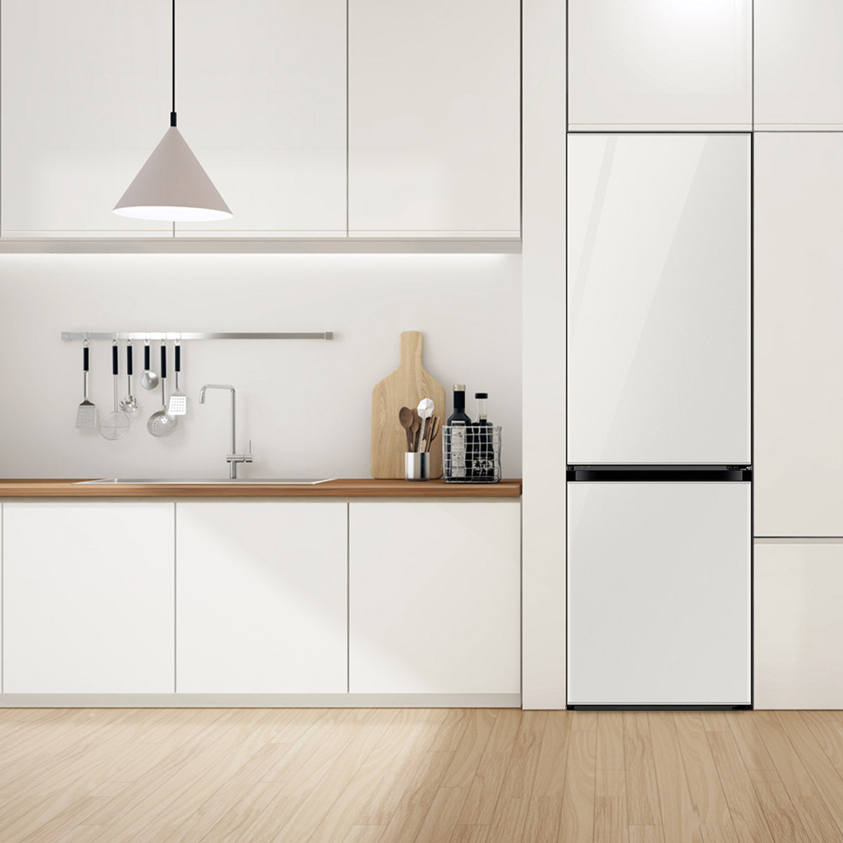 Heladera Samsung Bespoke 328l Color White Inverter Rb33a307012 SARB33A307012