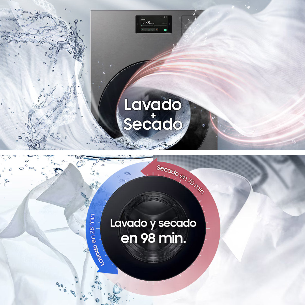 Lavasecarropas Samsung Bespoke AI de 22Kg de lavado y 15Kg de secado Gris SAWD22DB8995BZBG