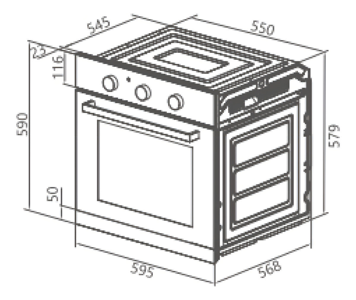 Horno Empotrable Electrico Artei Iron Multifuncion Acero Inoxidable 60cm + Air Fryer