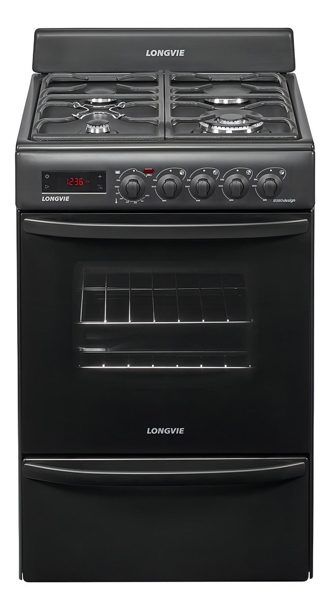 Cocina A Gas Longvie 21501gt 56cm Inox Grill Eléctrico Color Grafito