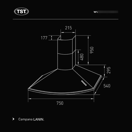 Campana Extractor Cocina Tst Lanin 75 Cm Acero Inoxidable 330-75