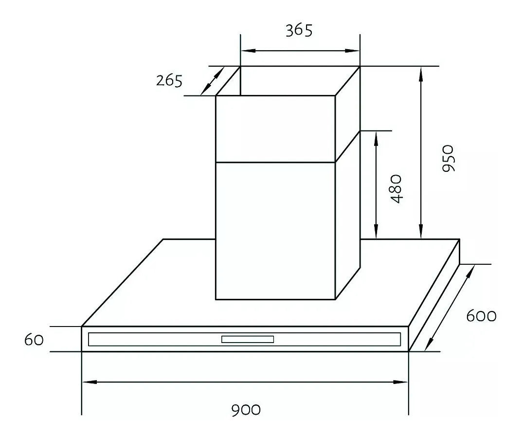 Extractor Purificador Tst Campana Isla Colhue 90cm Acero Inoxidable Y Vidrio