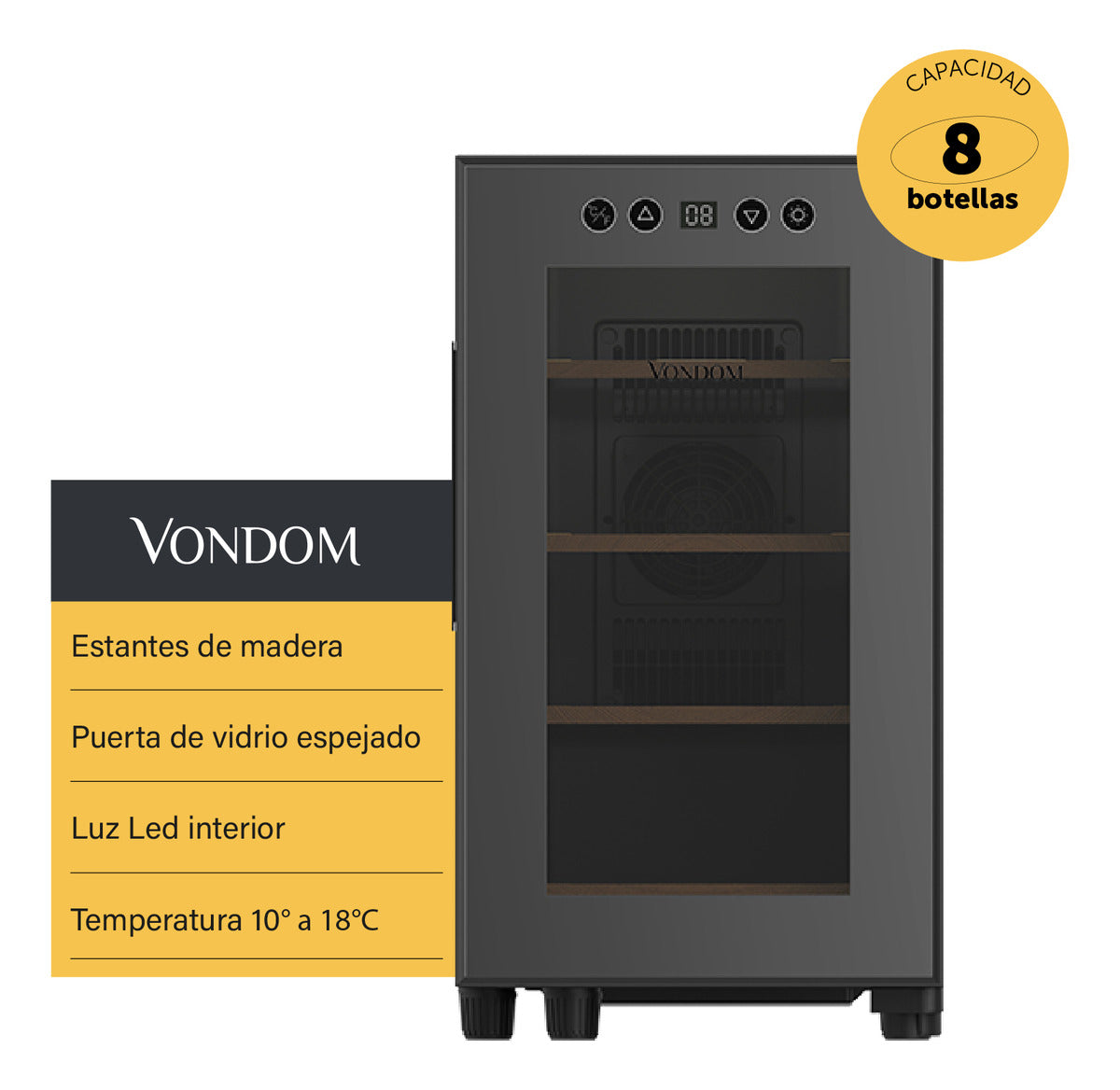 Cava De Vinos Vondom Para 8 Botellas Con Estantes De Madera T8