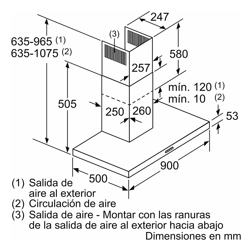 Campana Extractor De Cocina Bosch Pared 90 Cm Dwb96bc50