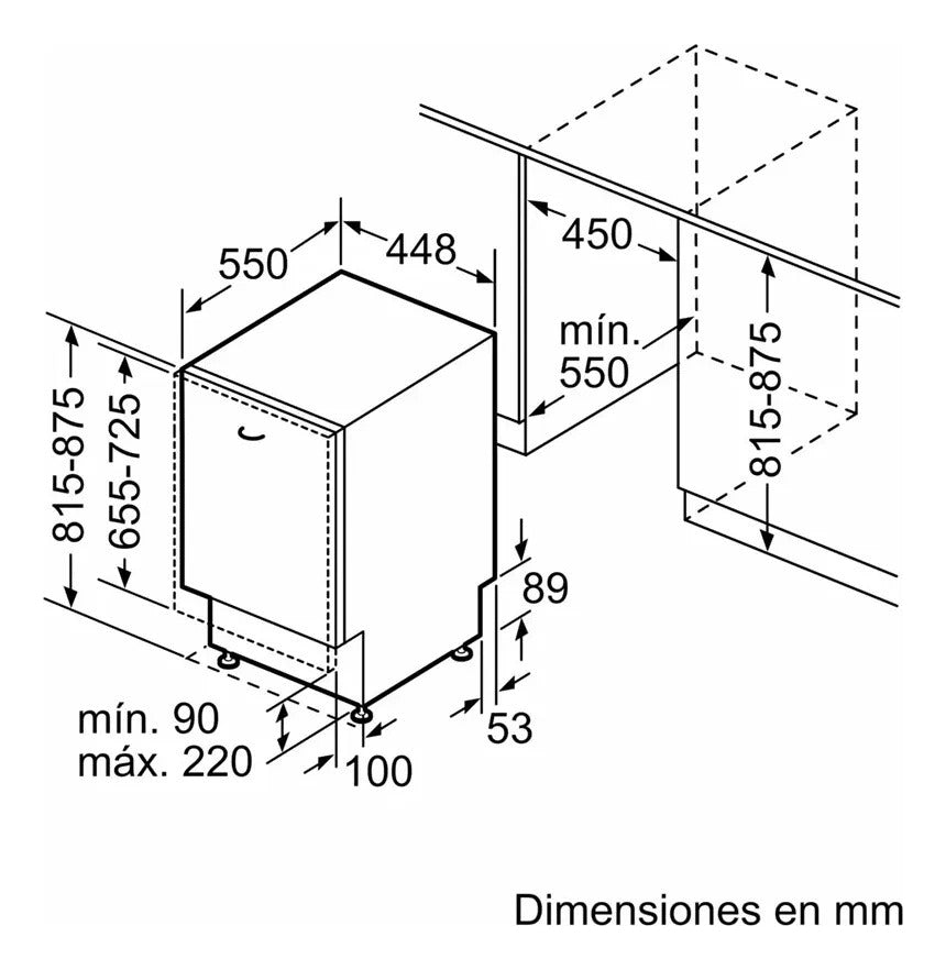 Lavavajillas Bosch 10 Cubiertos Panelable Spv2hkx42e 45 Cm