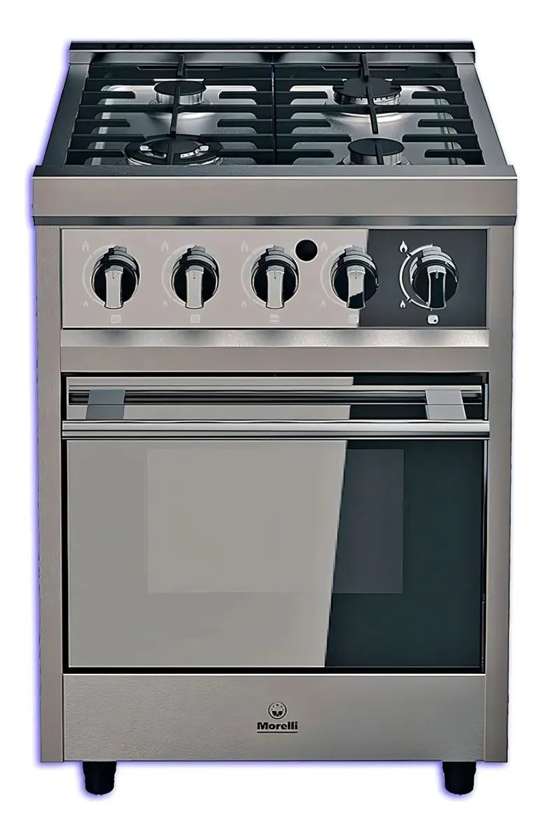 Cocina A Gas Morelli Zafira 600 4hornallas 60cm Puerta Visor Color Acero Inoxidable
