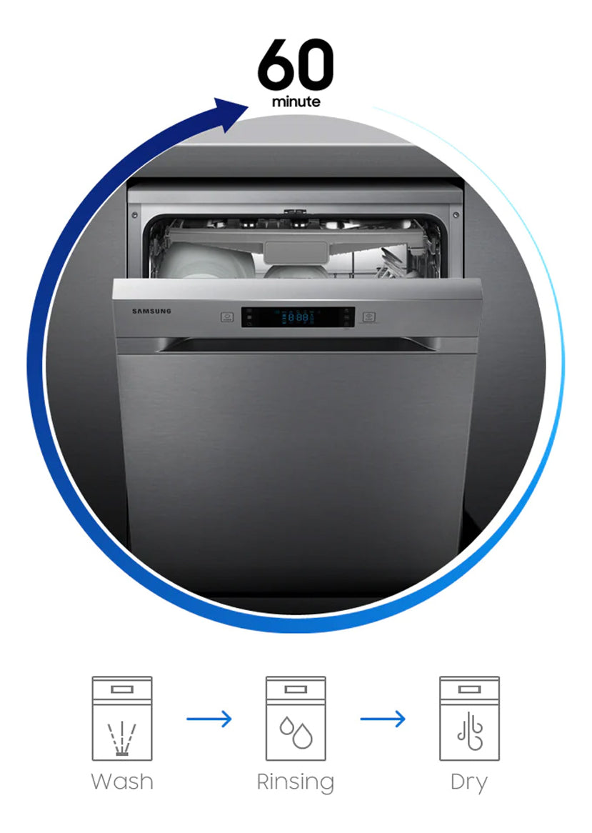 Lavavajillas Samsung 14 Cubiertos Express 60min Led Flexload Plateado SADW60M6050FS