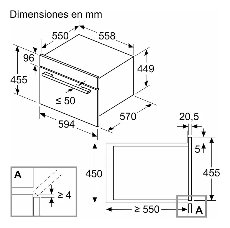 Horno Bosch Eléctrico Con Microondas Cma585gs1 Empotrable