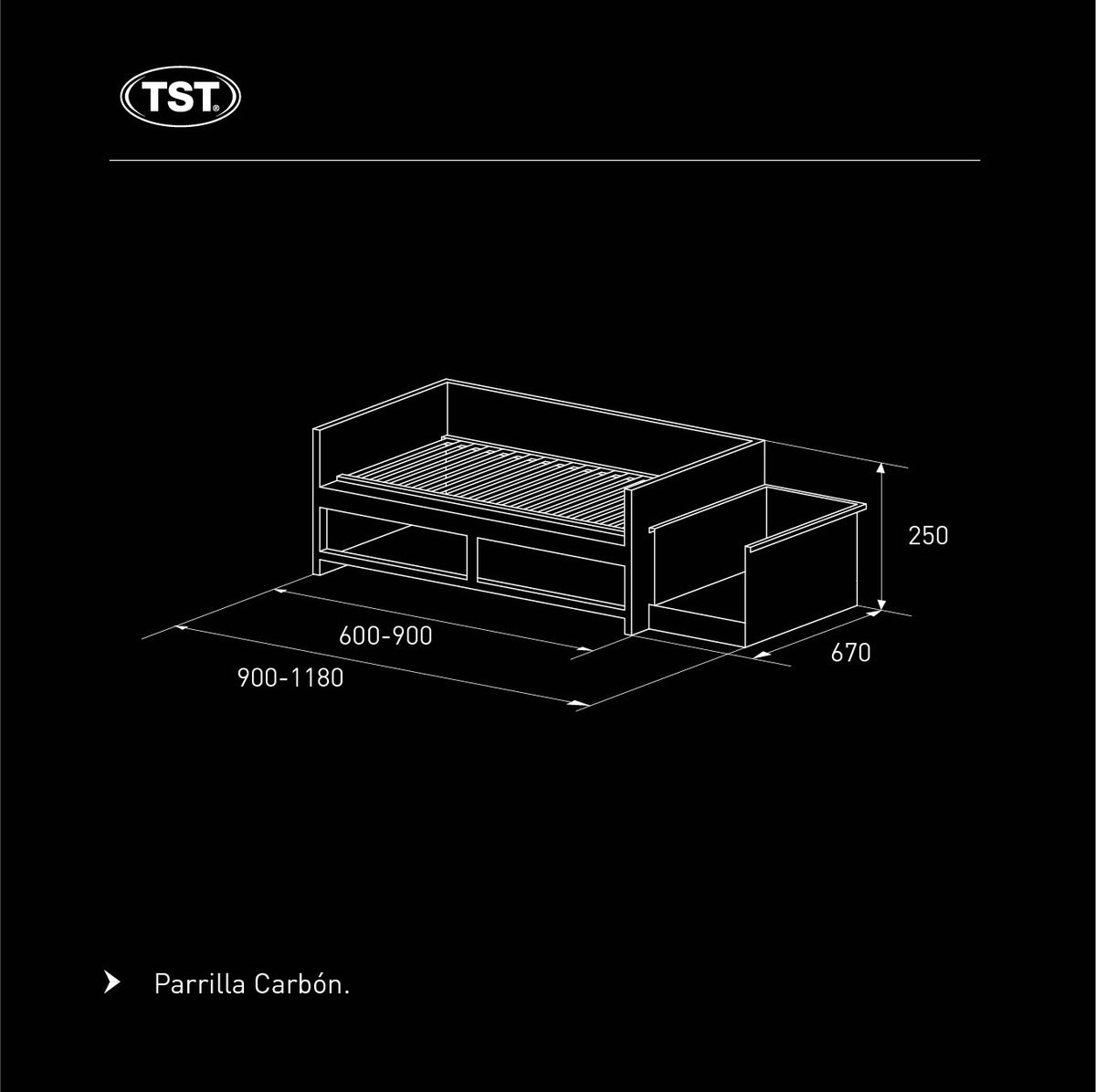 Parrilla Cook & Food A Leña 90 Cm Acero Inoxidable - Tst 462-90