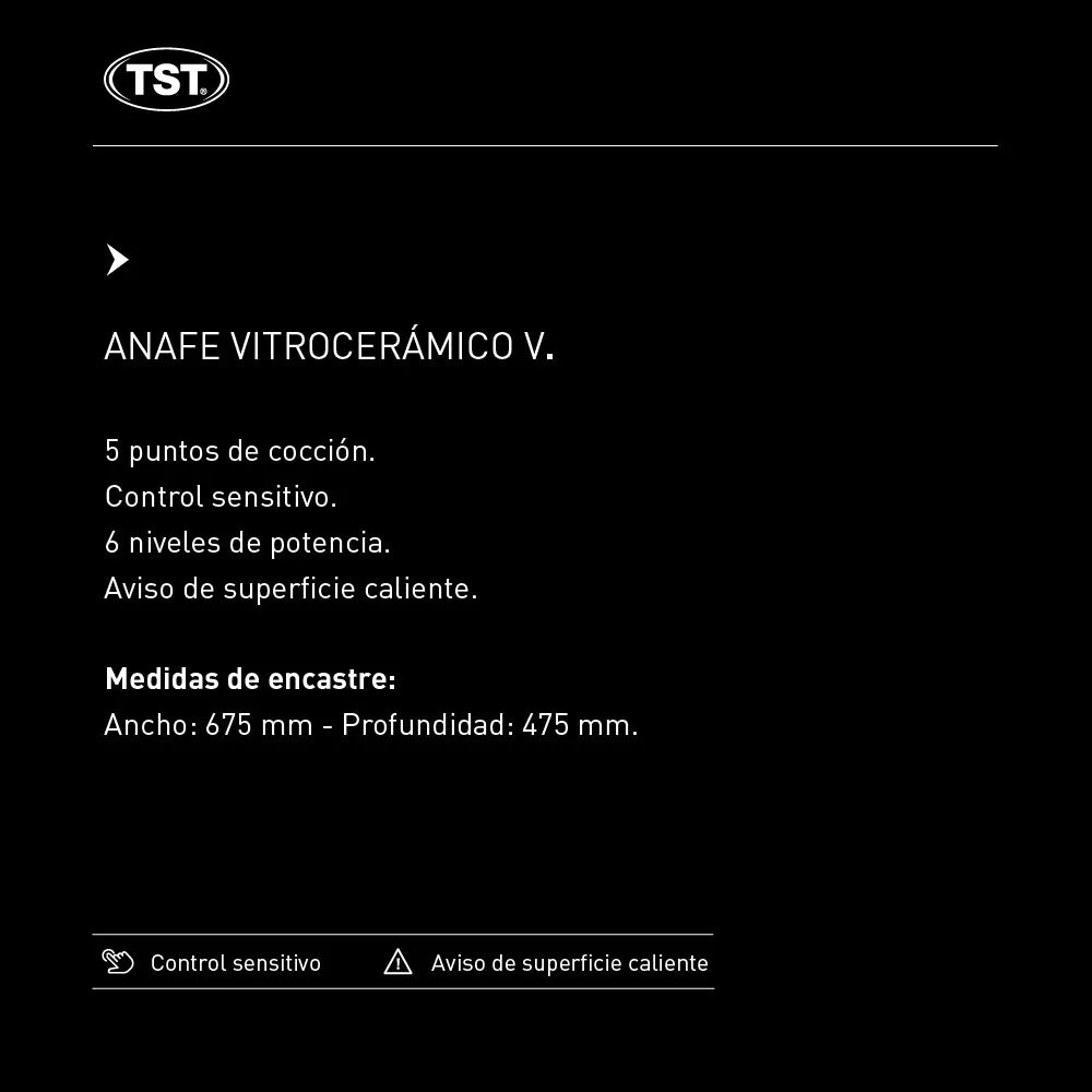 Anafe Vitroceramico Vitro V 26-5 Tst 5 Hornallas Blanco 52x71 Cm