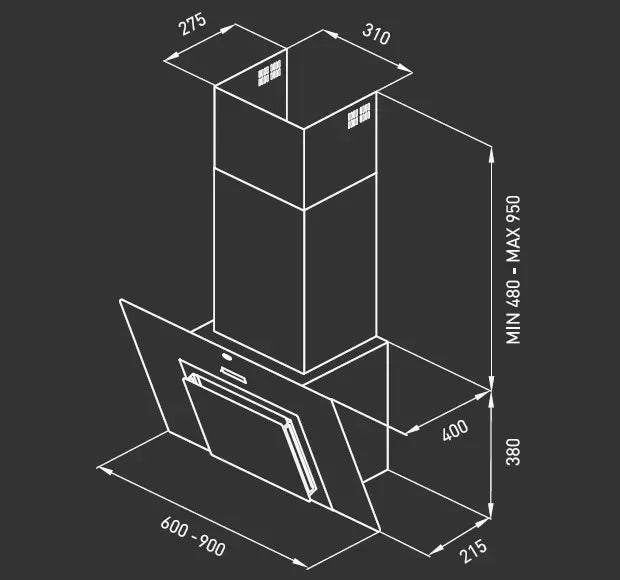 Campana Cocina Tst Espejo Vidrio Blanca 90 Acero Inoxidable