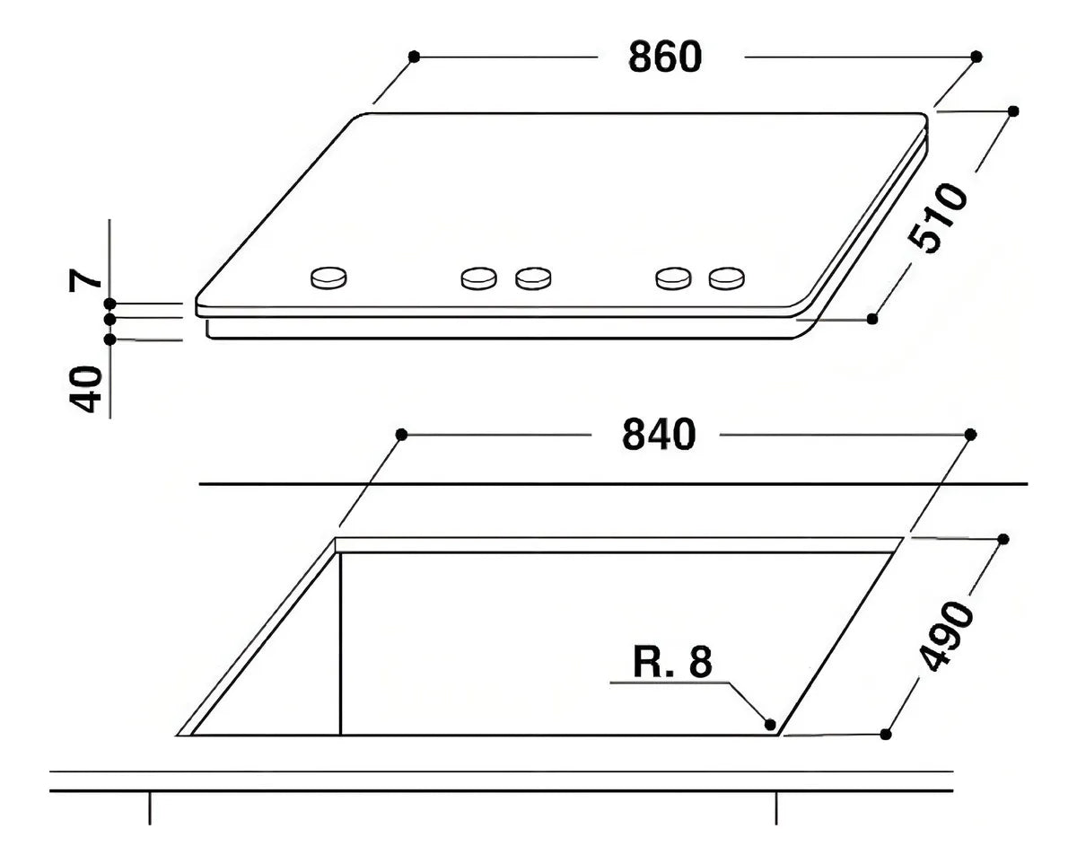 Anafe Empotrable Whirlpool Multigas Inox 90 Cm Color Inoxidable