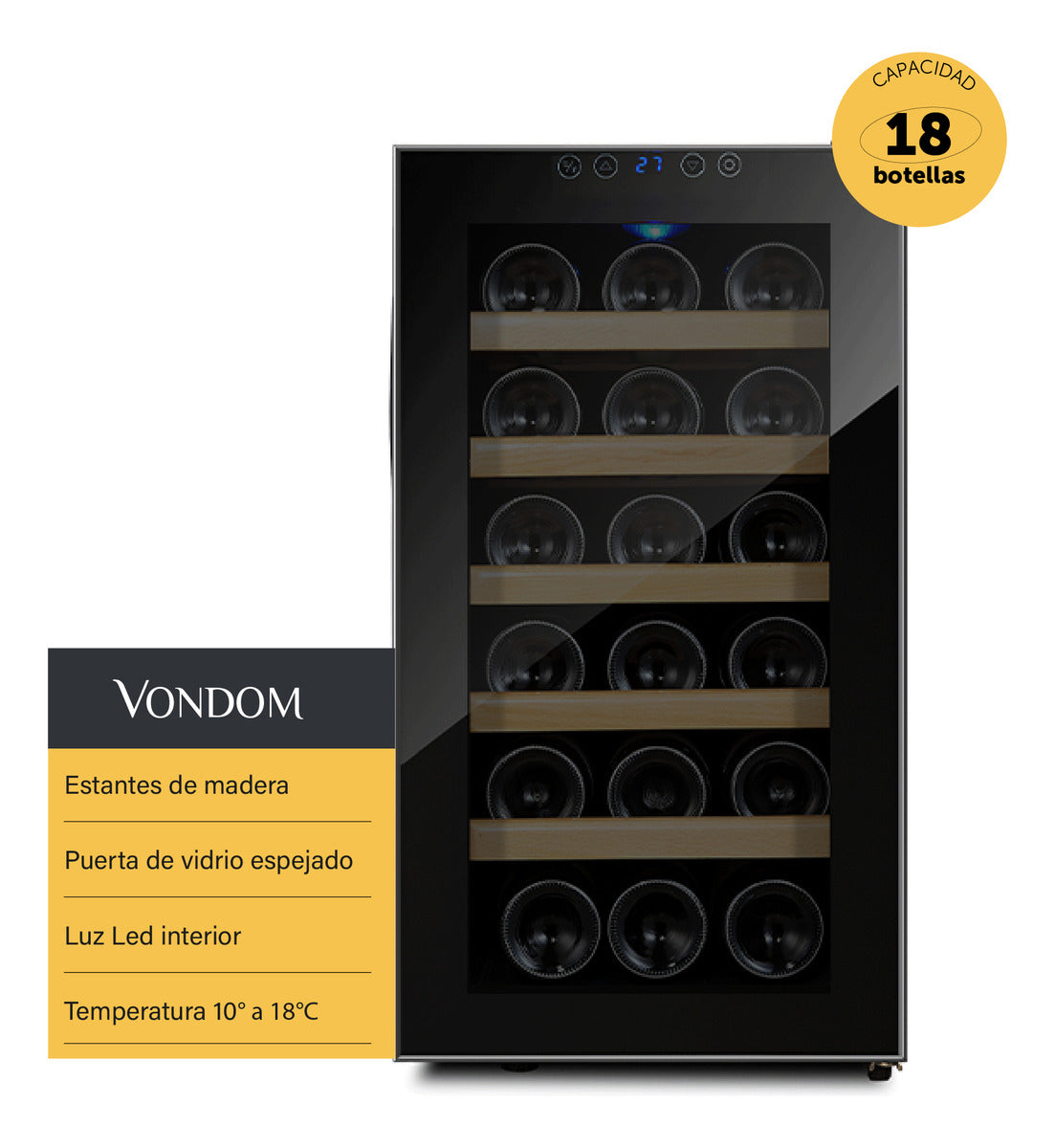 Cava De Vinos Vondom Para 18 Botellas Con Estantes De Madera T18