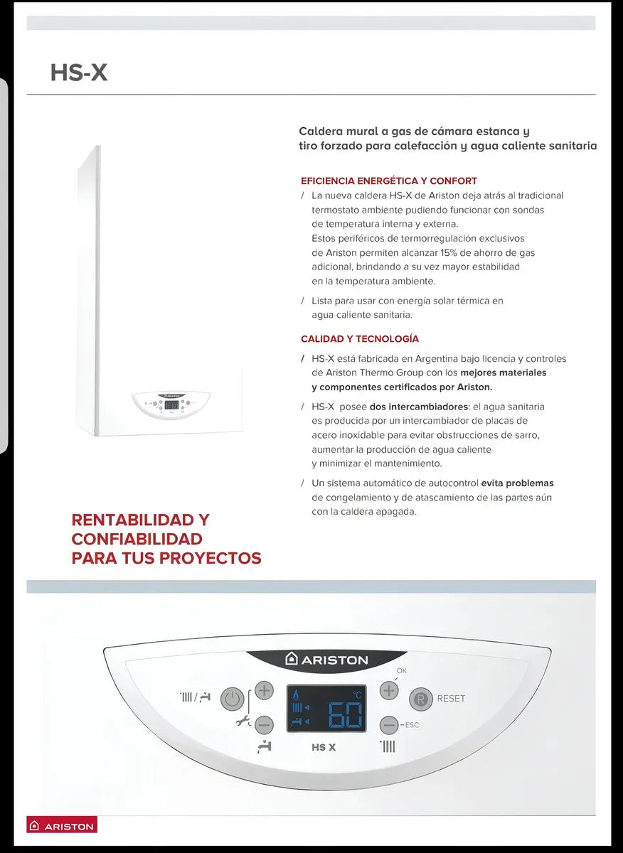 Caldera Ariston Hs-x 24 Dual + Kit Ventilación Incluido