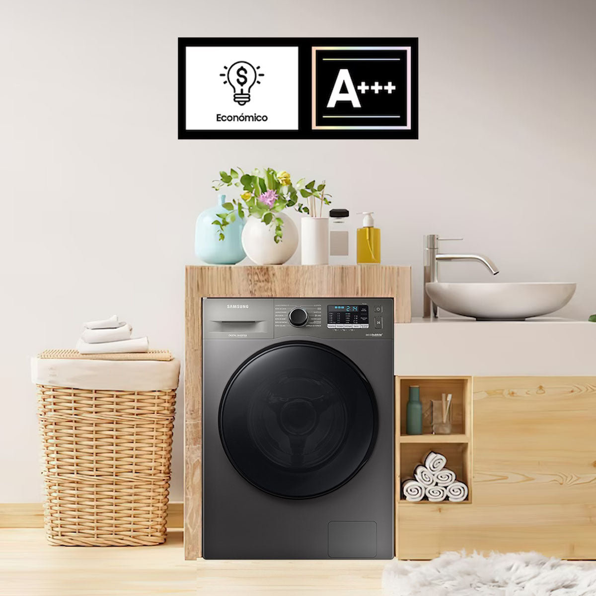 Lavarropas Samsung 9.5kg Ecobubble Inverter SAWW95AA046BXUBG