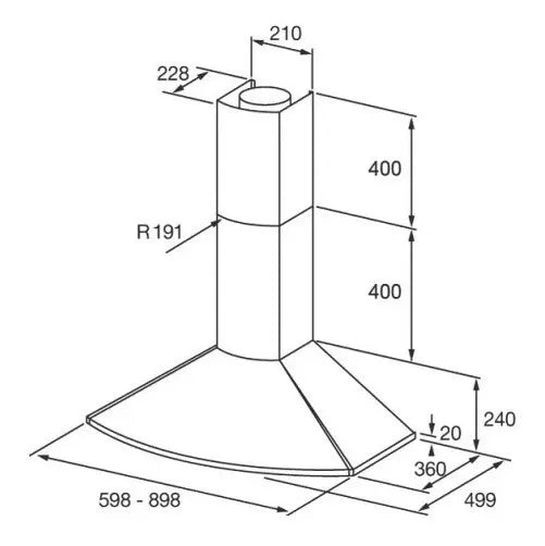 Campana De Pared Spar Convexa Acero 90cm Con Luz Halogena