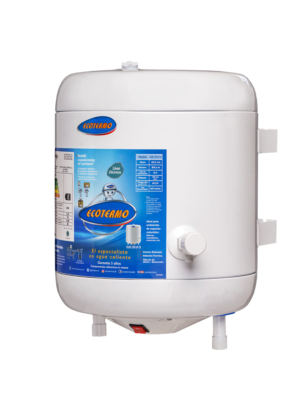 Termotanque Eléctrico ELEC 20 carga inferior TECO10I020