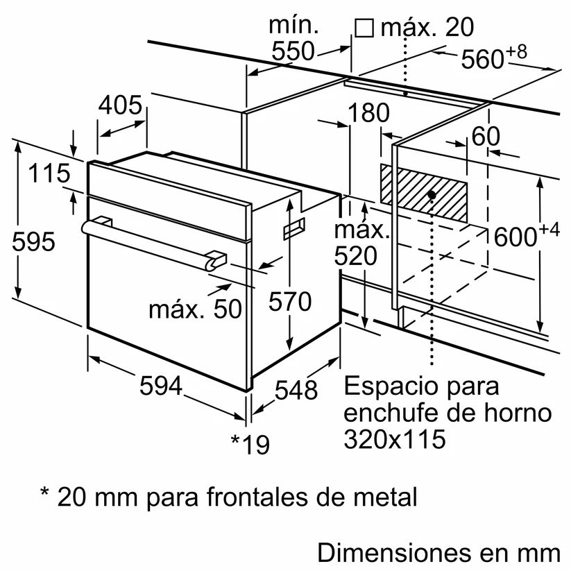 Combo empotrable Bosch Horno electrico + Anafe Gas + Campana Integrable 60 cm