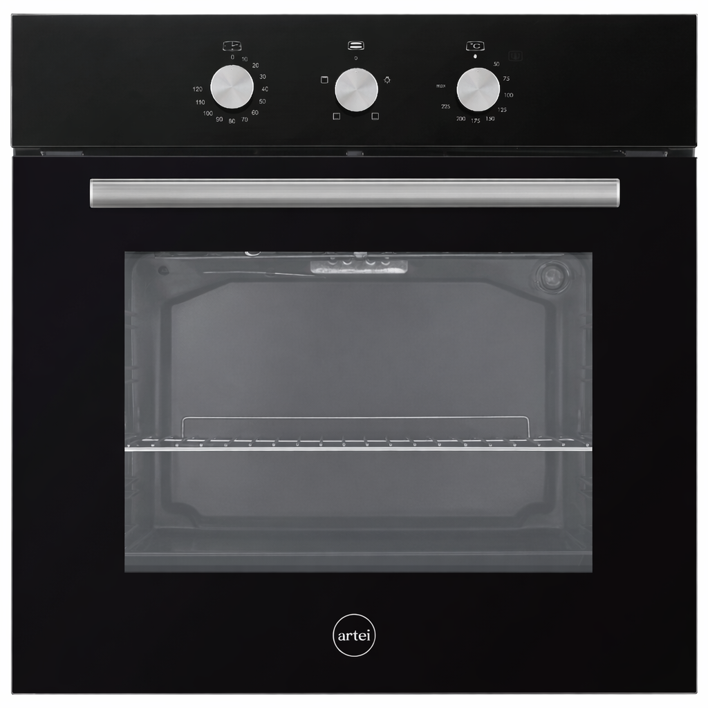 Horno Eléctrico Empotrable ARTEI UMBERTO 67Lts.  60cm Vidrio Negro 4 funciones