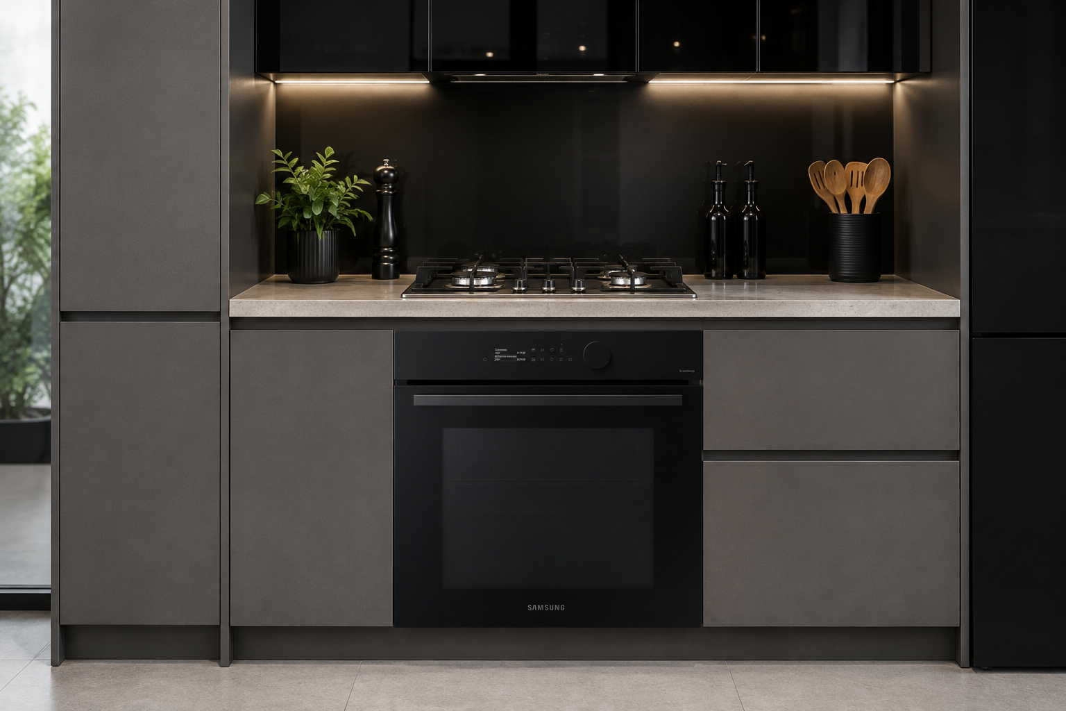 Combo Samsung Horno Electrico Dual Cook 76 L SANV7B5645TAK + Anafe A Gas 4 Hornallas SANA64H3010AS