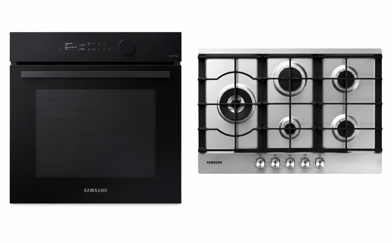 Combo Samsung Horno Electrico Bespoke Dual SANV7B5645TAK + Anafe A Gas 5 Hornallas 75cm SANA75J3030AS