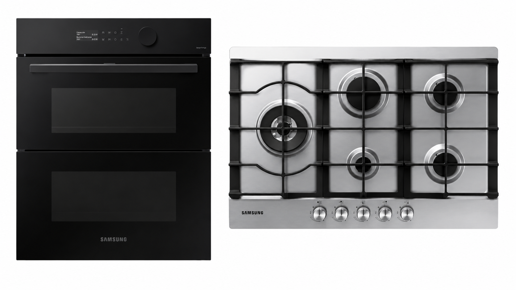 Combo Horno Eléctrico Samsung Bespoke Dual Cook Flex 76 L NV7B5745TAK + Anafe a Gas Samsung 5 Hornallas 75 cm NA75J3030AS